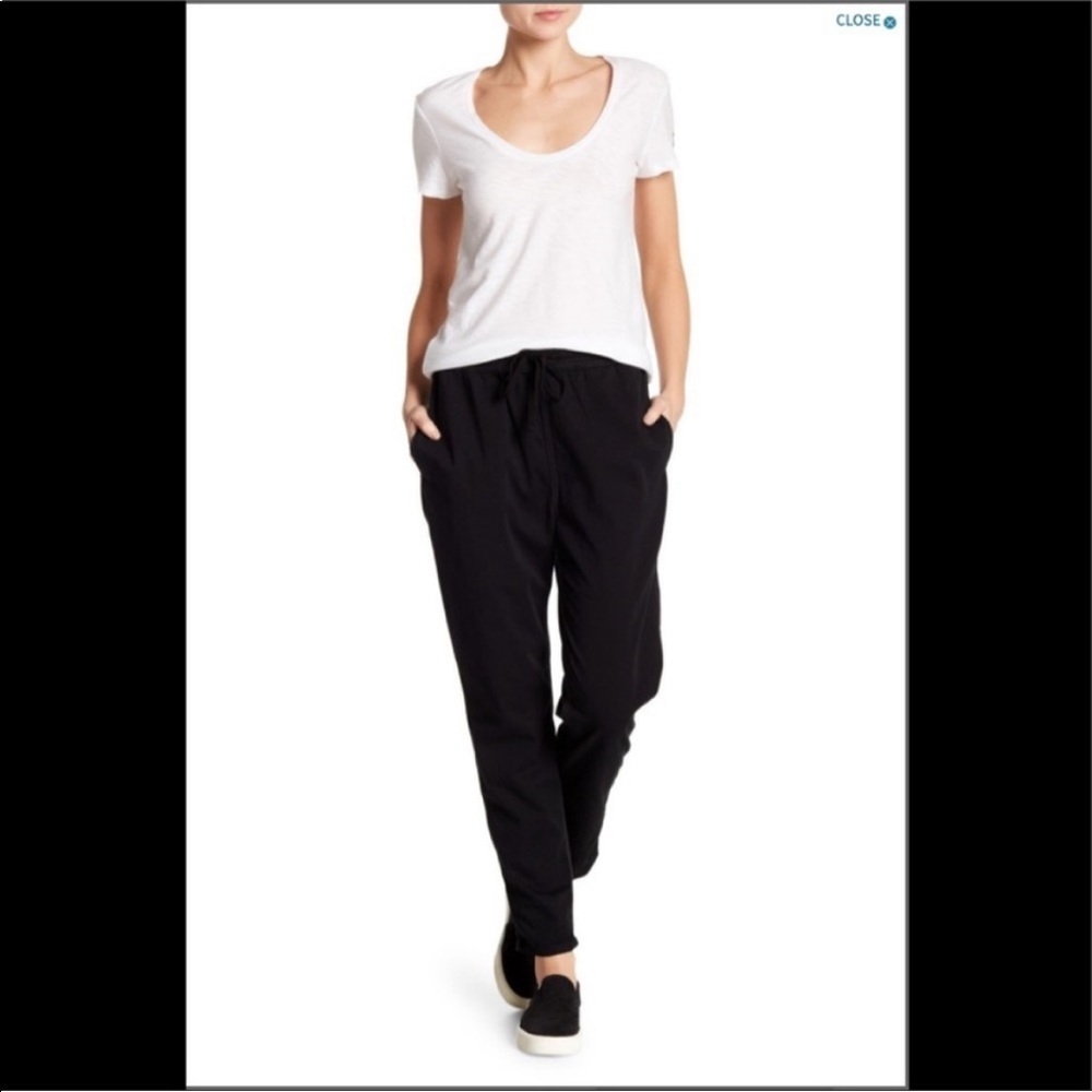 James Perse Contrast Stitch Drawstring Pants in Black Size 0